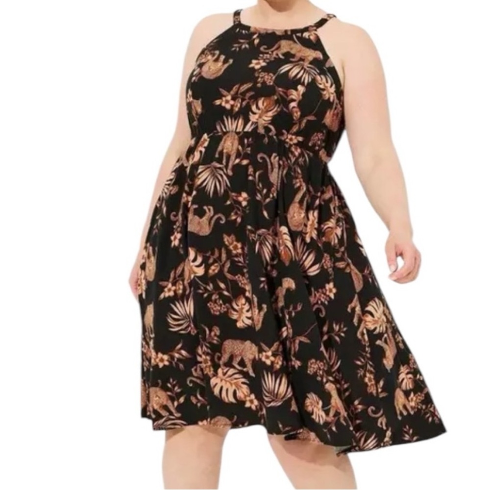 Torrid Mini Challis Halter Neck Hi-Low Dress